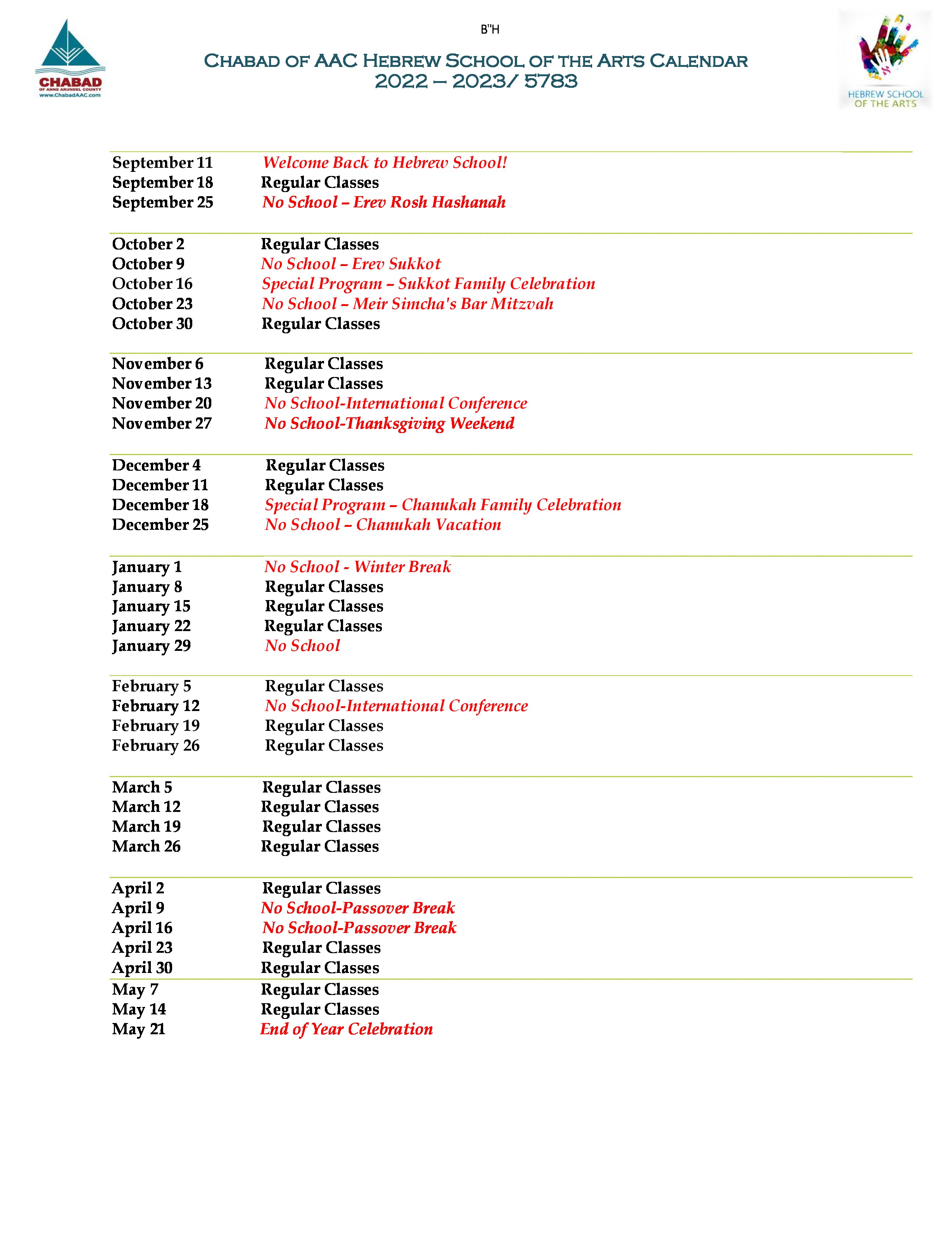 Dates & Rates - ChabadAnneArundel.org
